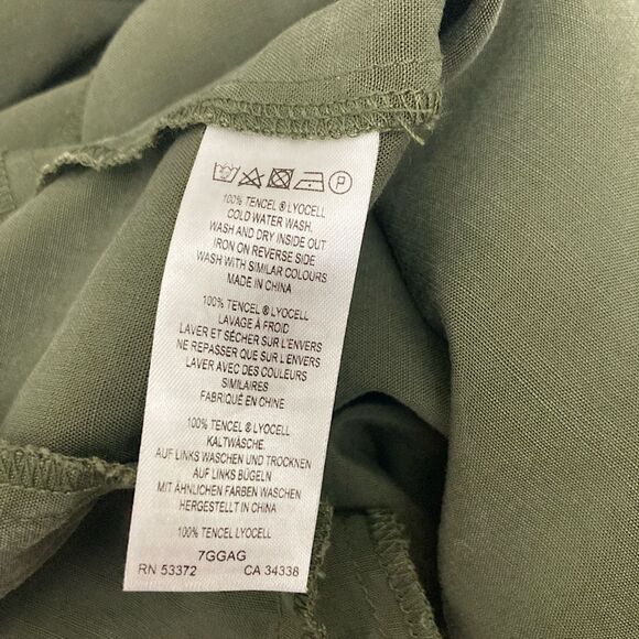 French Connection Olive Tencel Jumpsuit 8 Wrap Tie Military Casual - Picture 14 of 16